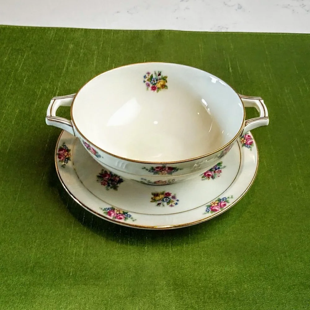 H&C Coronado Footed Cream Soup Bowl & Saucer Set